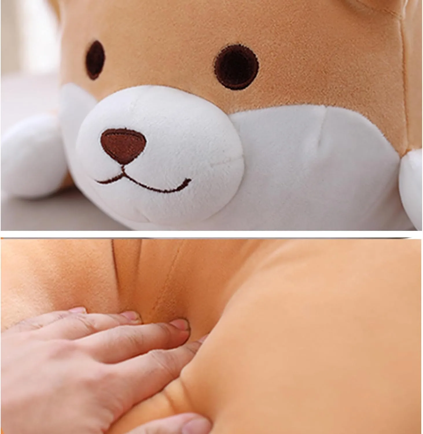 Shiba Inu Dog Plush Pillow, Cute Corgi Akita Stuffed Animals Doll Toy Gifts for Valentine's Gift, Christmas,Sofa Chair, Brown Round Eye, 15"