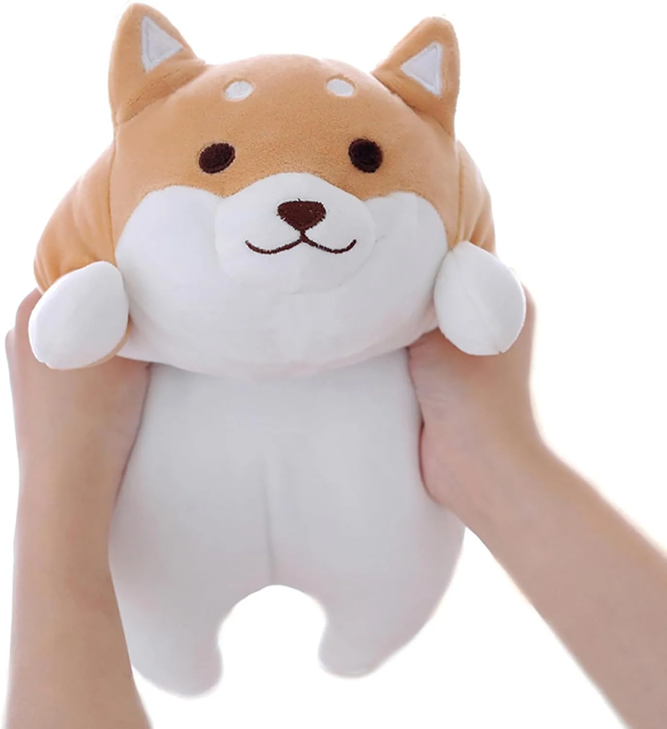 Shiba Inu Dog Plush Pillow, Cute Corgi Akita Stuffed Animals Doll Toy Gifts for Valentine's Gift, Christmas,Sofa Chair, Brown Round Eye, 15"