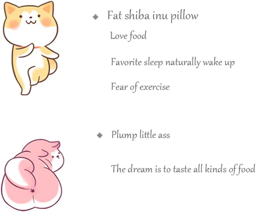 Shiba Inu Dog Plush Pillow, Cute Corgi Akita Stuffed Animals Doll Toy Gifts for Valentine's Gift, Christmas,Sofa Chair, Pink Round Eye 15"