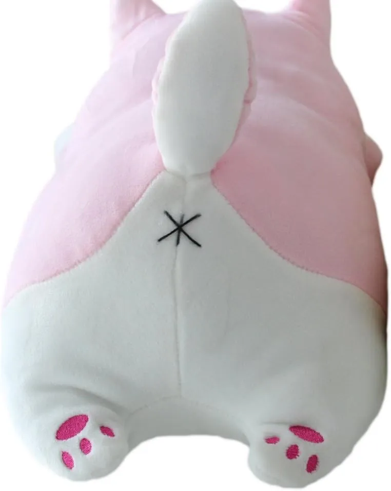 Shiba Inu Dog Plush Pillow, Cute Corgi Akita Stuffed Animals Doll Toy Gifts for Valentine's Gift, Christmas,Sofa Chair, Pink Round Eye 15"