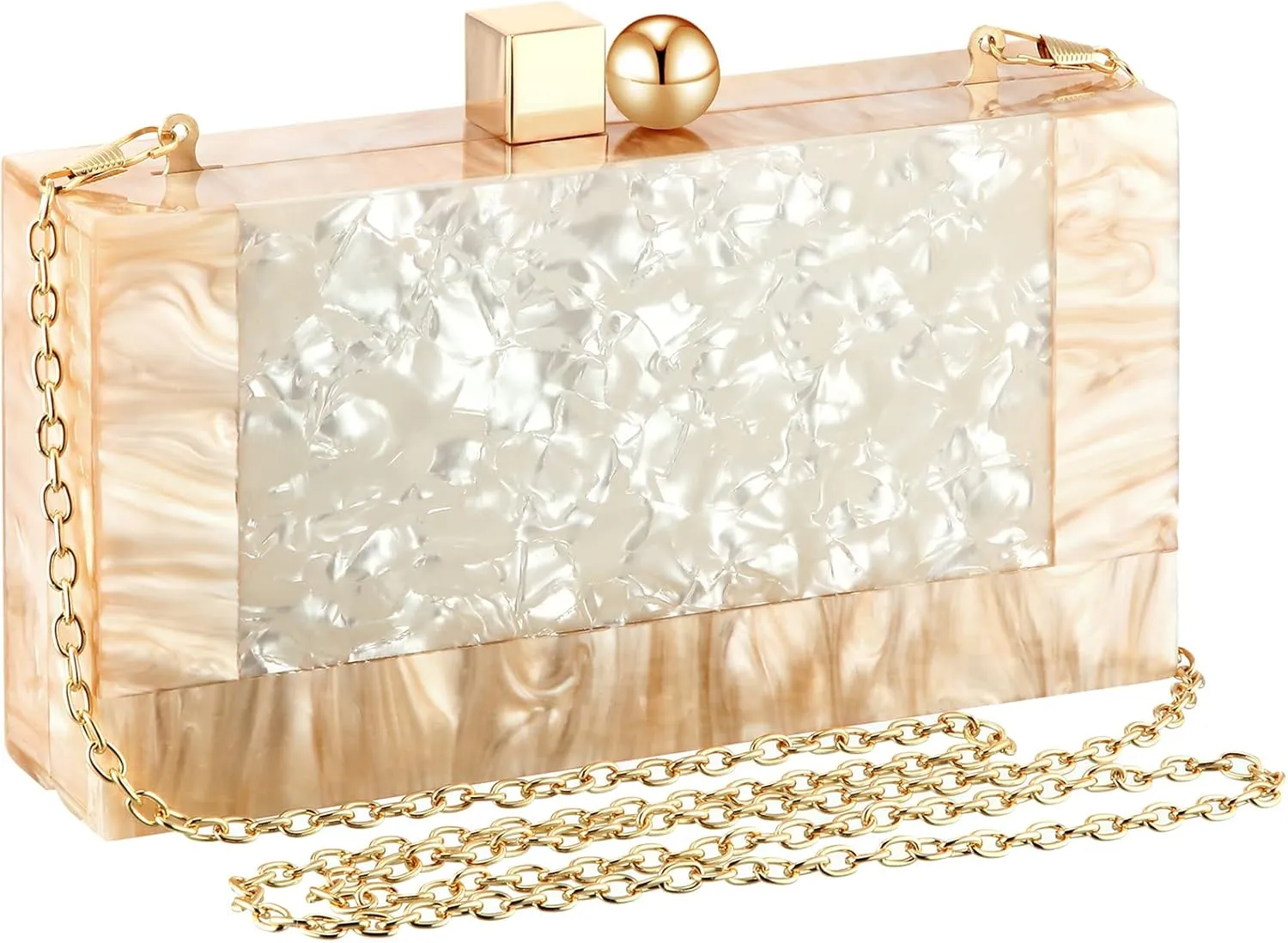 Shinymoon Women Acrylic Clutch Purse Acrylic Evening Clutch Bag Glitter Marble Purse Handbag Chain Shoulder Crossbody Box Bags for Wedding Cocktail Party Prom