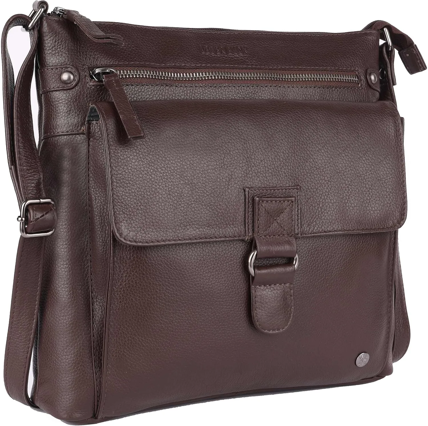 Shirley Large Soft Real Leather Womens Crossbody Handbags and Purses-Triple Zip Sling Crossover Shoulder Bag