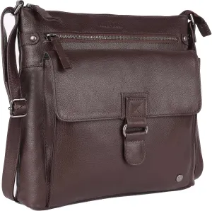 Shirley Large Soft Real Leather Womens Crossbody Handbags and Purses-Triple Zip Sling Crossover Shoulder Bag