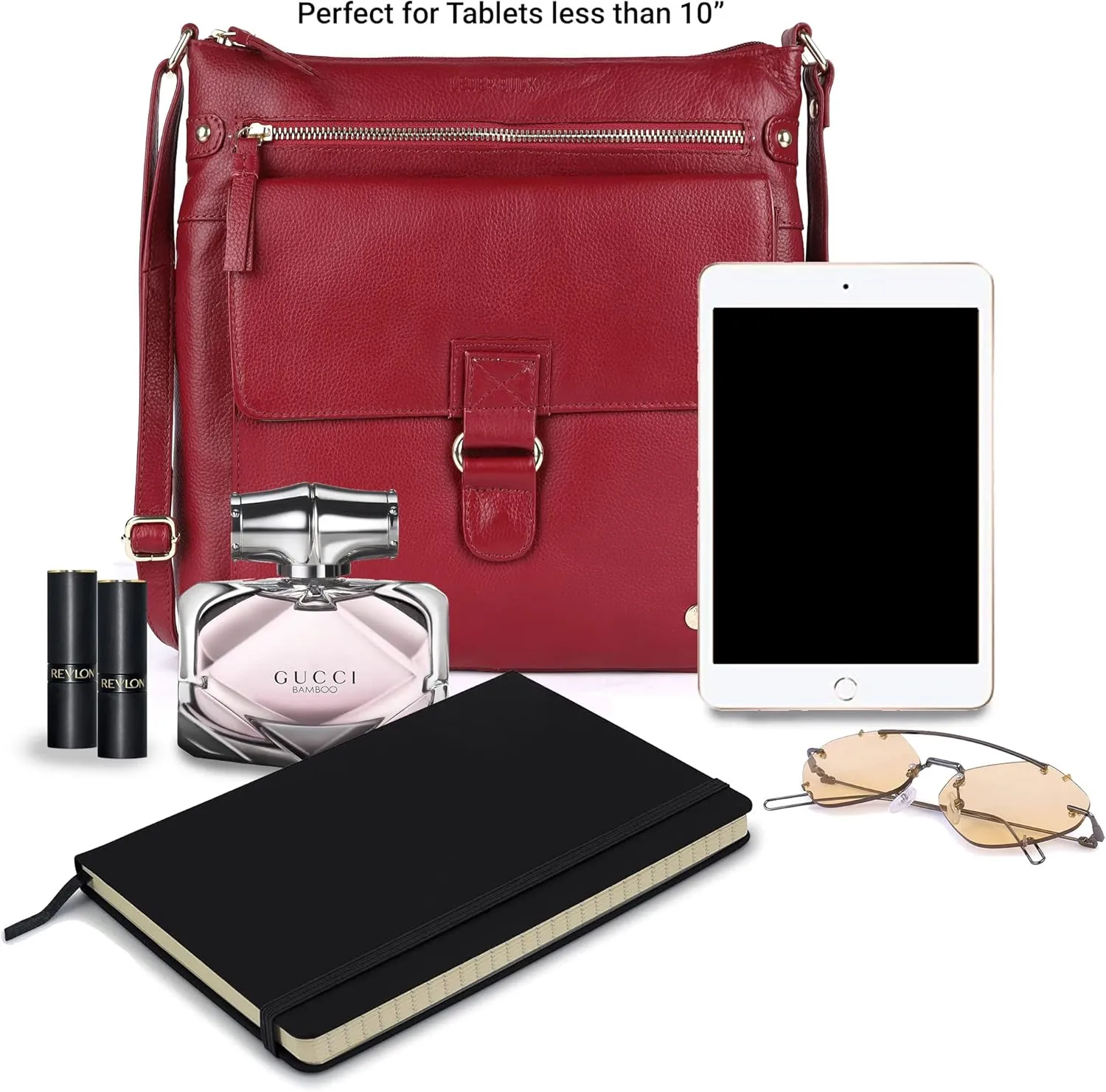 Shirley Large Soft Real Leather Womens Crossbody Handbags and Purses-Triple Zip Sling Crossover Shoulder Bag