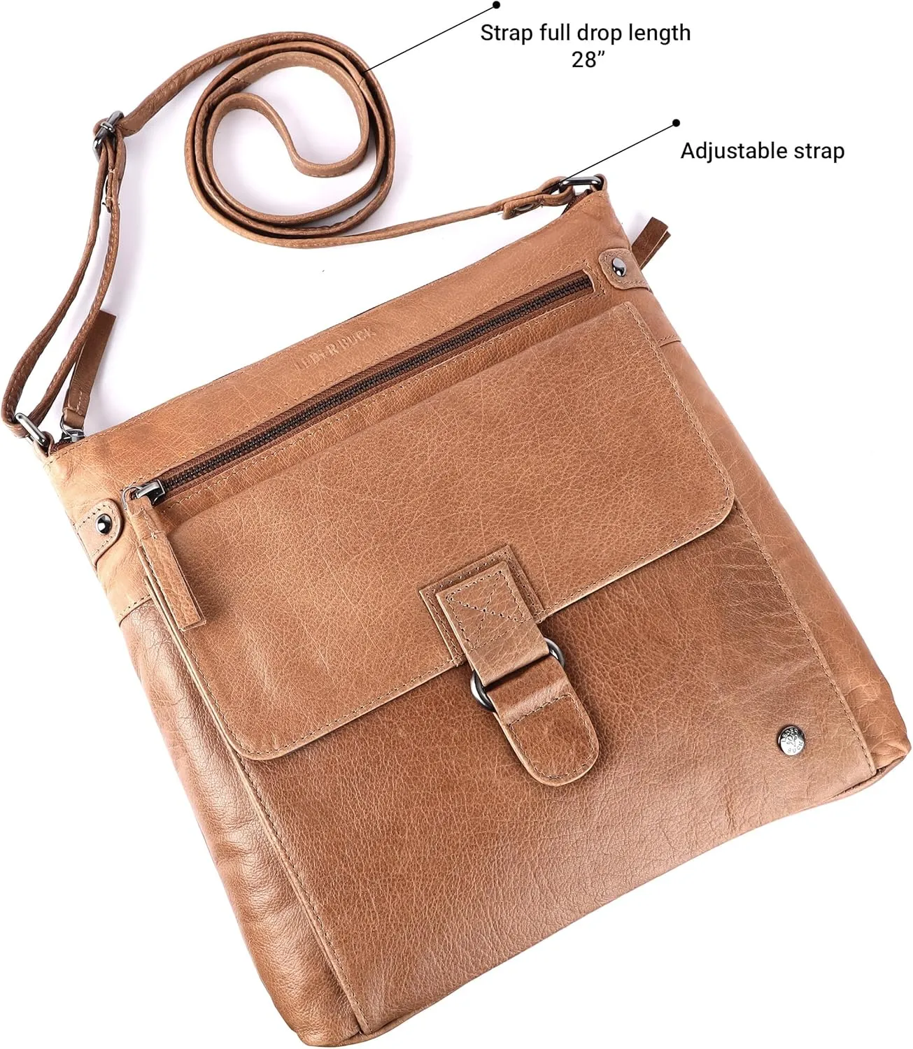 Shirley Large Soft Real Leather Womens Crossbody Handbags and Purses-Triple Zip Sling Crossover Shoulder Bag