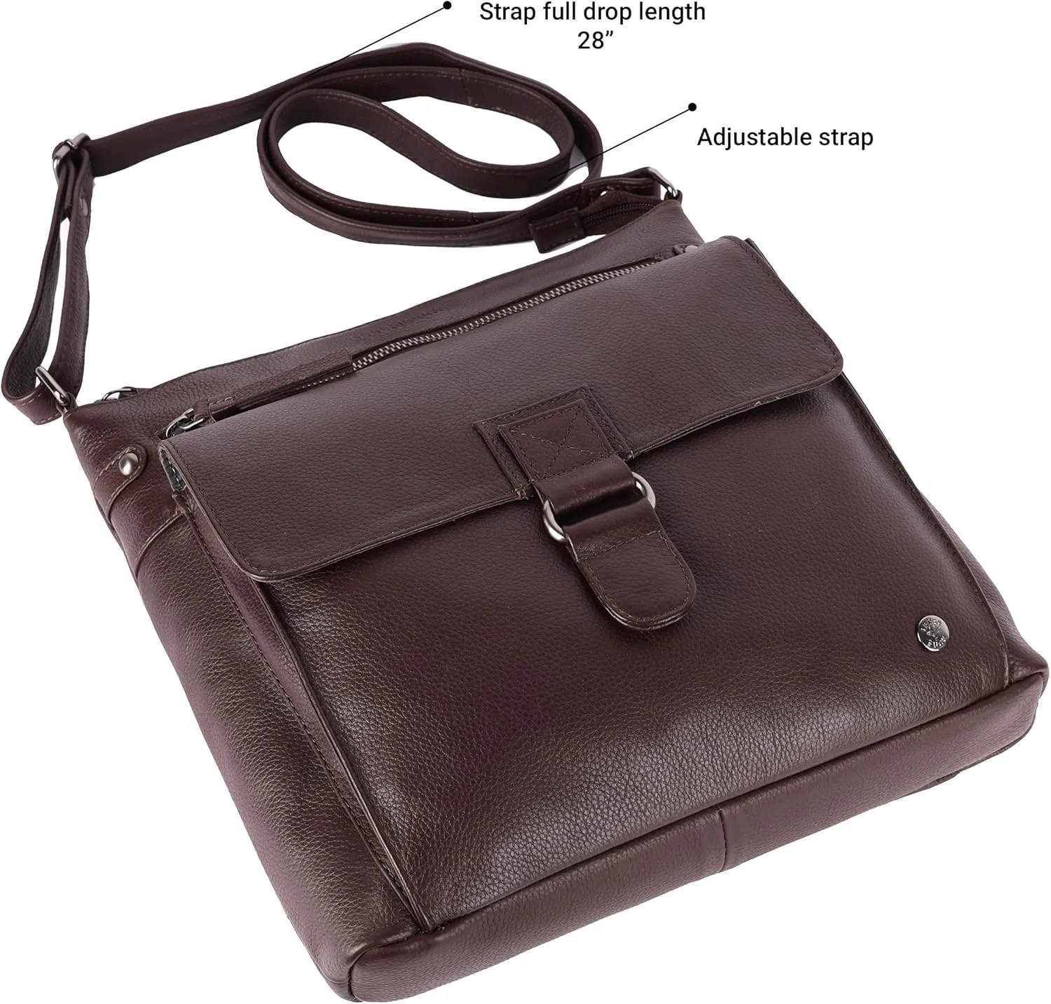 Shirley Large Soft Real Leather Womens Crossbody Handbags and Purses-Triple Zip Sling Crossover Shoulder Bag