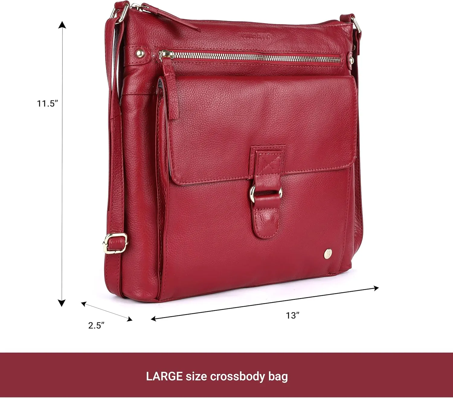 Shirley Large Soft Real Leather Womens Crossbody Handbags and Purses-Triple Zip Sling Crossover Shoulder Bag