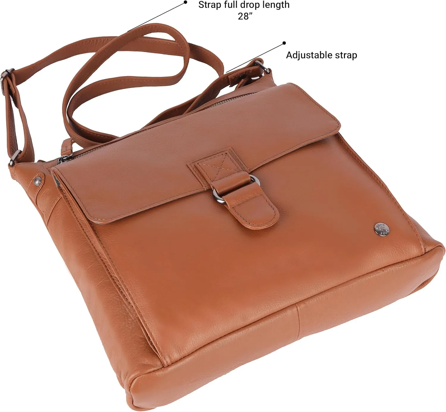 Shirley Large Soft Real Leather Womens Crossbody Handbags and Purses-Triple Zip Sling Crossover Shoulder Bag