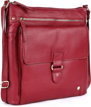Shirley Large Soft Real Leather Womens Crossbody Handbags and Purses-Triple Zip Sling Crossover Shoulder Bag