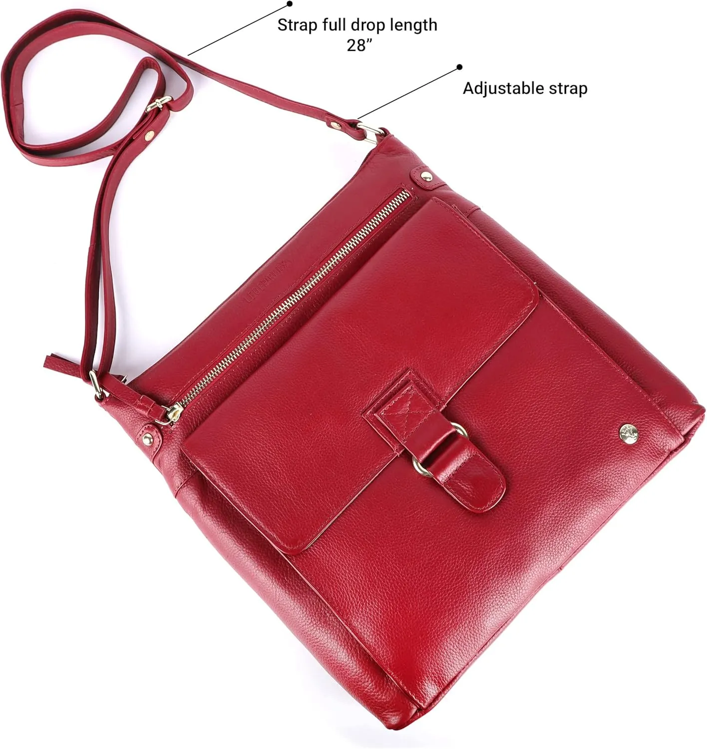 Shirley Large Soft Real Leather Womens Crossbody Handbags and Purses-Triple Zip Sling Crossover Shoulder Bag