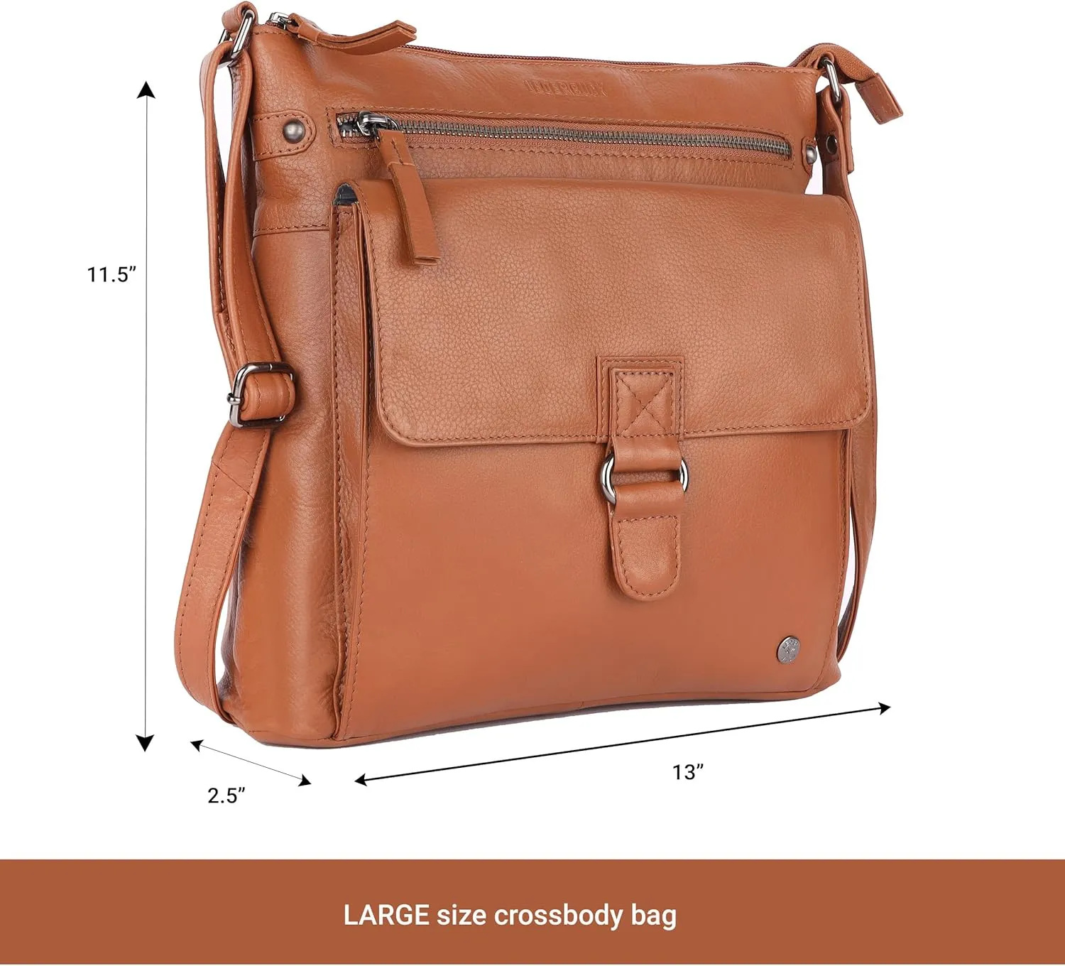 Shirley Large Soft Real Leather Womens Crossbody Handbags and Purses-Triple Zip Sling Crossover Shoulder Bag