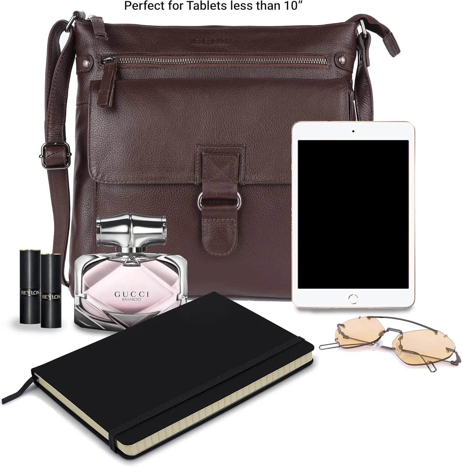 Shirley Large Soft Real Leather Womens Crossbody Handbags and Purses-Triple Zip Sling Crossover Shoulder Bag