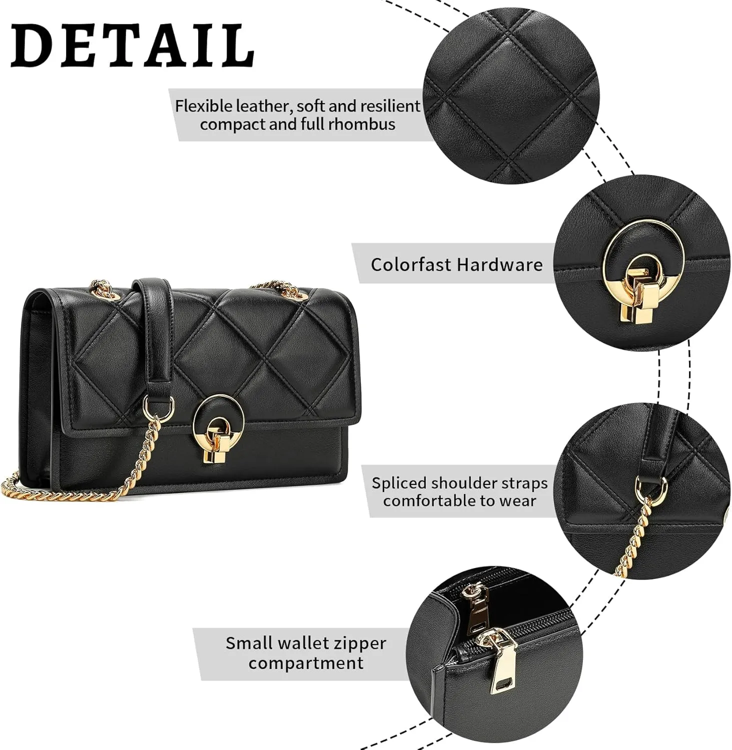 Shoulder Bag for Women leather bag Purses and Handbags with Zipper Crossbody Bag black shoulder bag