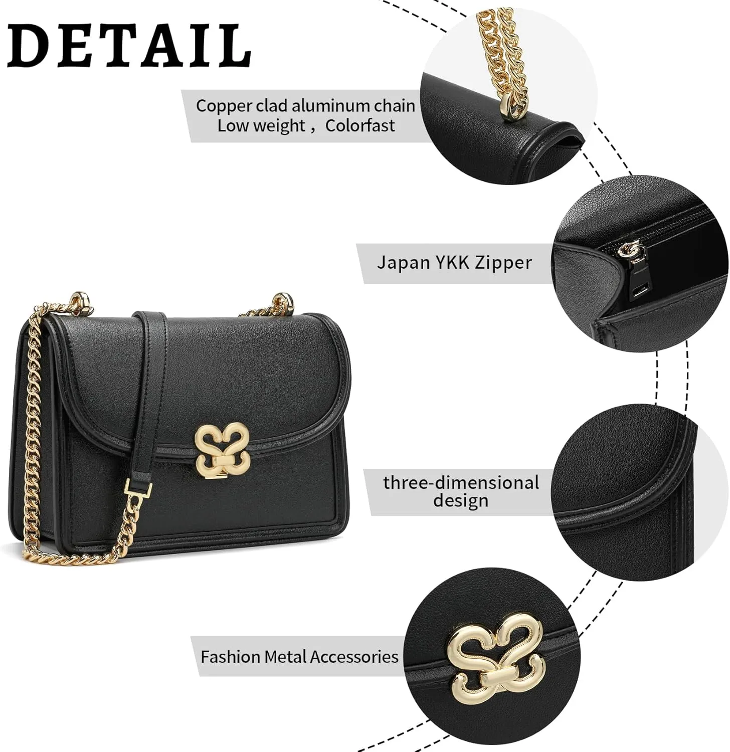 Shoulder Bag for Women leather bag Purses and Handbags with Zipper Crossbody Bag black shoulder bag
