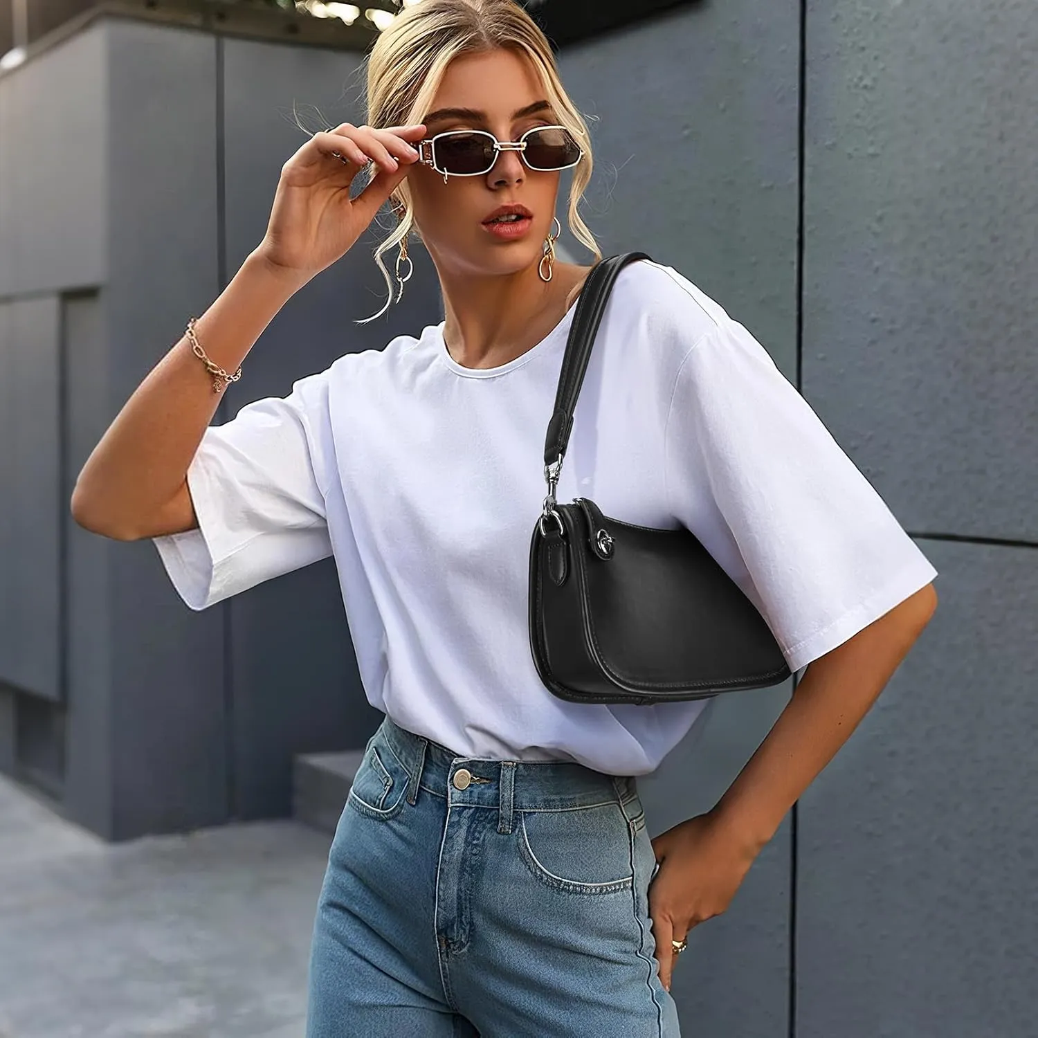 Shoulder Bag Purses for Women - Small Handbags PU Leather Shoulder Purse Trendy Designer Underarm Bags