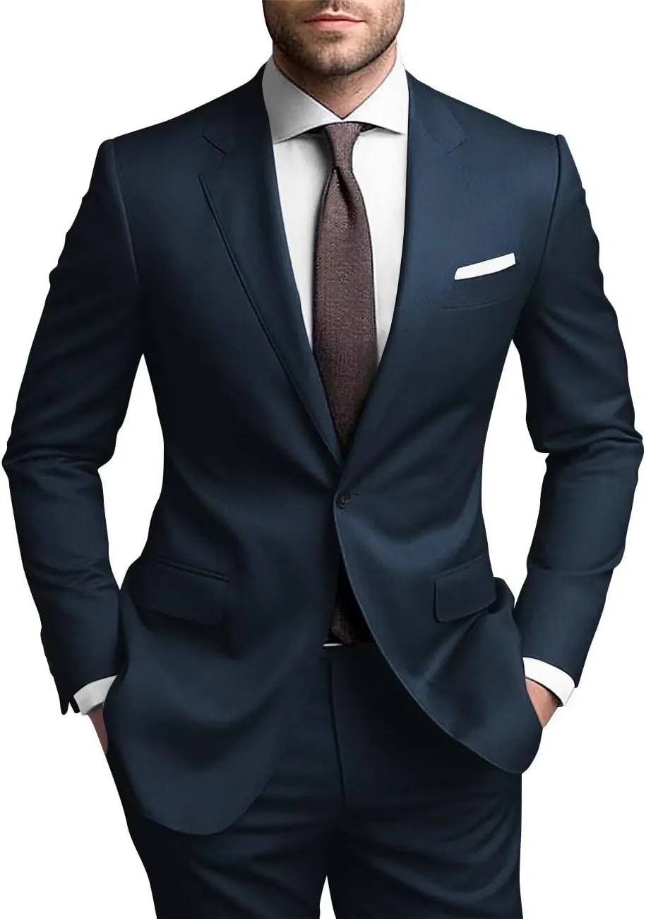 SHUZHXLZANGY Mens Suits Regular Fit 2 Piece Suit for Men Wedding Prom Business Formal Suit