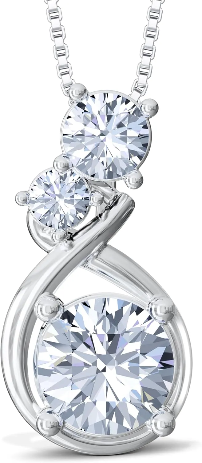 Silver Moissanite Heart Necklace for Women, 1-3ct Romantic Jewelry Gift, Sparkling Pendant for Wife, Girlfriend, Mom – Birthday, Anniversary, Wedding, Mother’s Day Gift