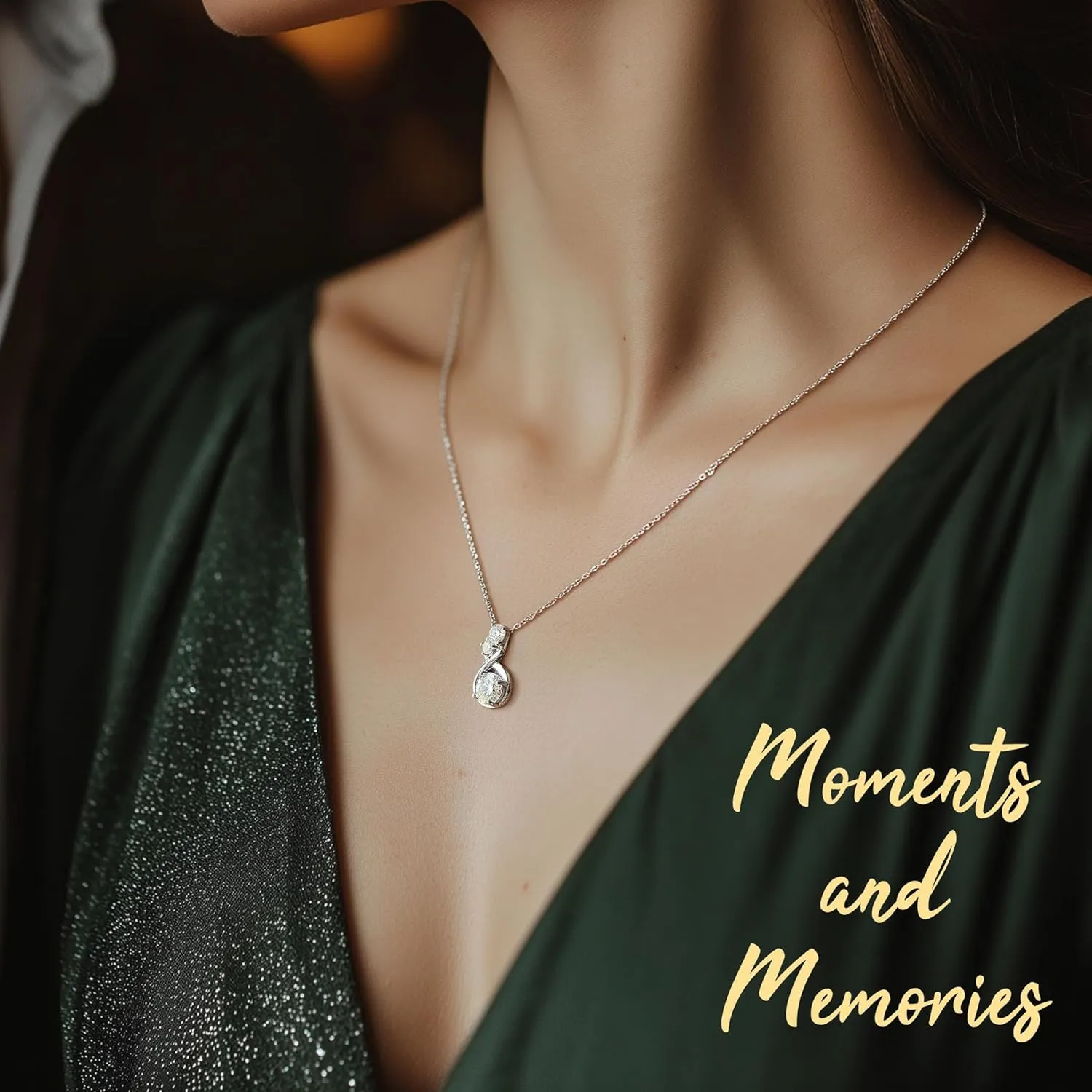 Silver Moissanite Heart Necklace for Women, 1-3ct Romantic Jewelry Gift, Sparkling Pendant for Wife, Girlfriend, Mom – Birthday, Anniversary, Wedding, Mother’s Day Gift
