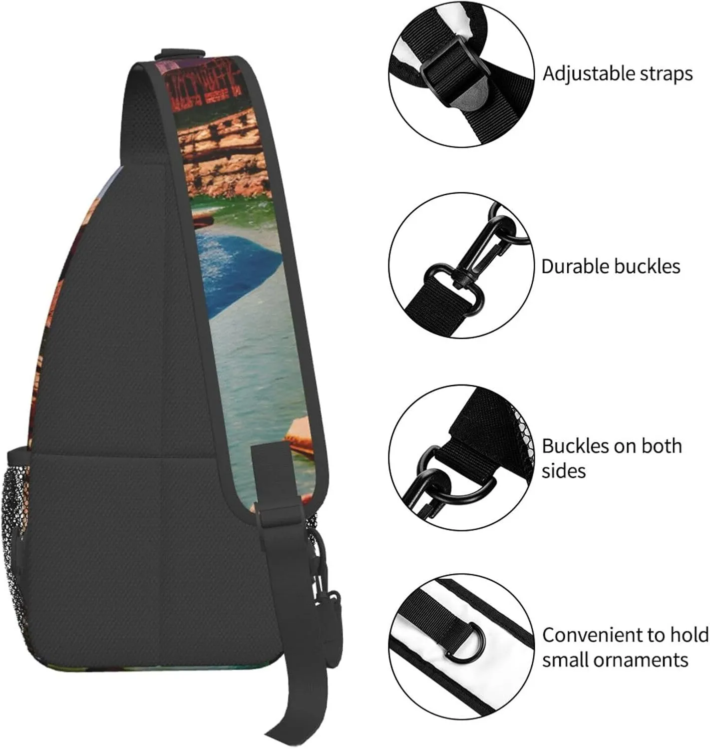 Sling Backpack,Men Cross Chest Bag Diagonally,Durable Adjustable Outdoor Cycling Travel Bag,Grand Canyon Print