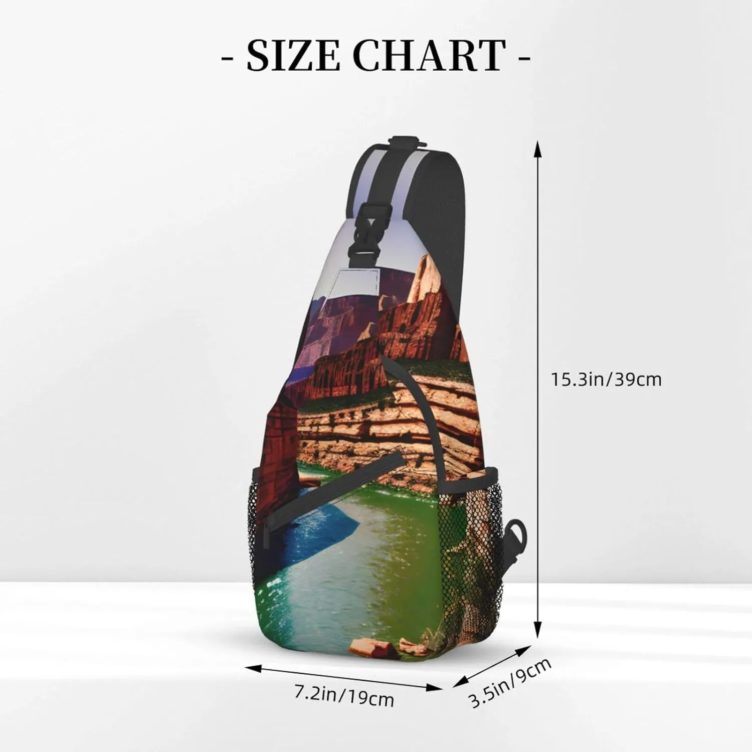 Sling Backpack,Men Cross Chest Bag Diagonally,Durable Adjustable Outdoor Cycling Travel Bag,Grand Canyon Print