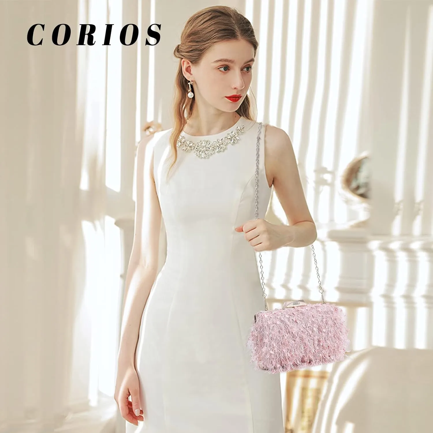 Small Clutch Purses for Women Fluffy Evening Bag