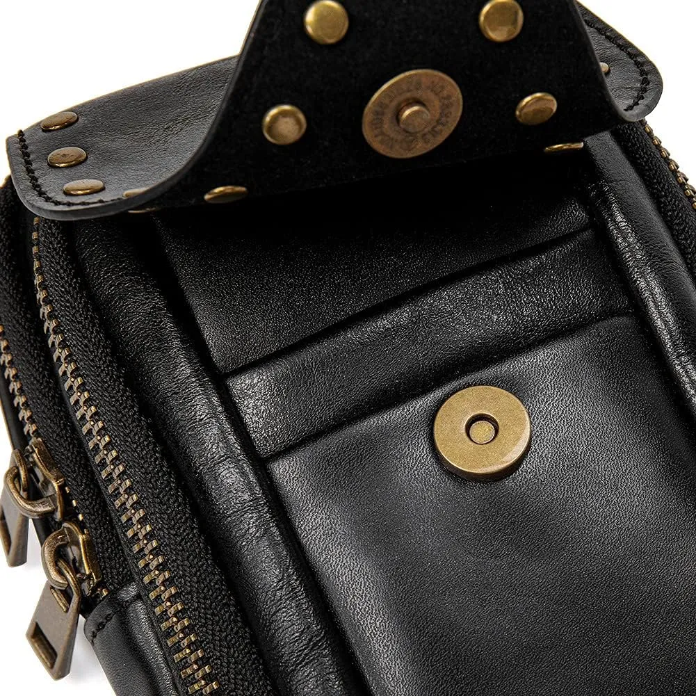 Small Crossbody Bag Shoulder Purse Leather Belt Pouch Travel Phone Holder Punk Medieval Vintage Festival Costume Accessory