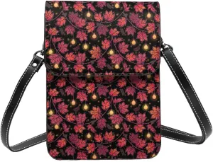 Small Crossbody Bags for Women, Leather Beautiful Maple Leaf Lantern Cell Phone Cross Body Bag Wallet Purses