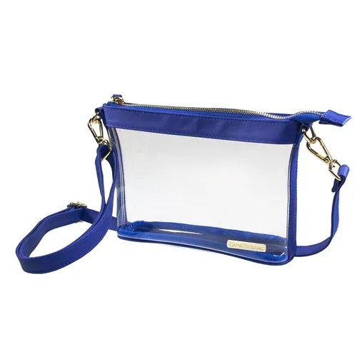 Small Crossbody - Clear PVC with Royal Blue and Gold Accents