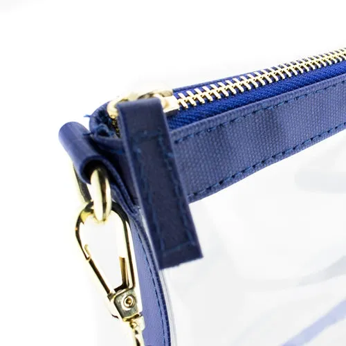 Small Crossbody - Clear PVC with Royal Blue and Gold Accents