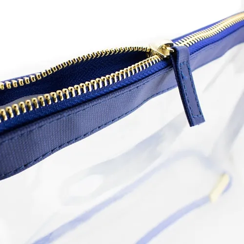 Small Crossbody - Clear PVC with Royal Blue and Gold Accents
