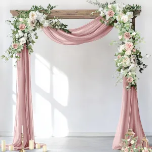 Socomi Wedding Arch Draping Fabric 2 Panels 29" x 19Ft Dusty Rose Sheer Chiffon Curtain Drapes 6 Yards for Wedding Ceremony Birthday Party Decoration