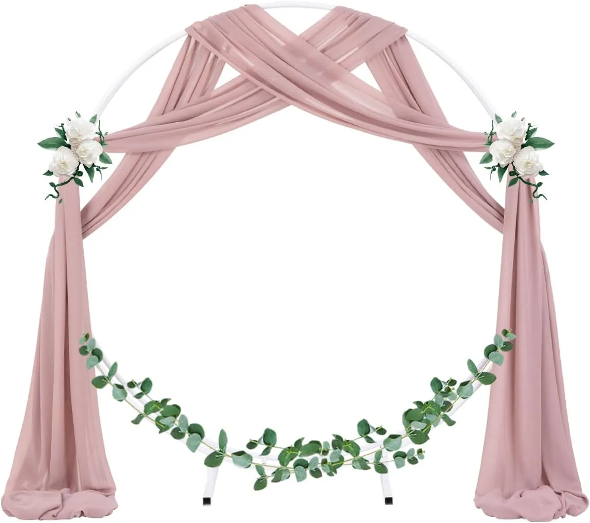 Socomi Wedding Arch Draping Fabric 2 Panels 29" x 19Ft Dusty Rose Sheer Chiffon Curtain Drapes 6 Yards for Wedding Ceremony Birthday Party Decoration