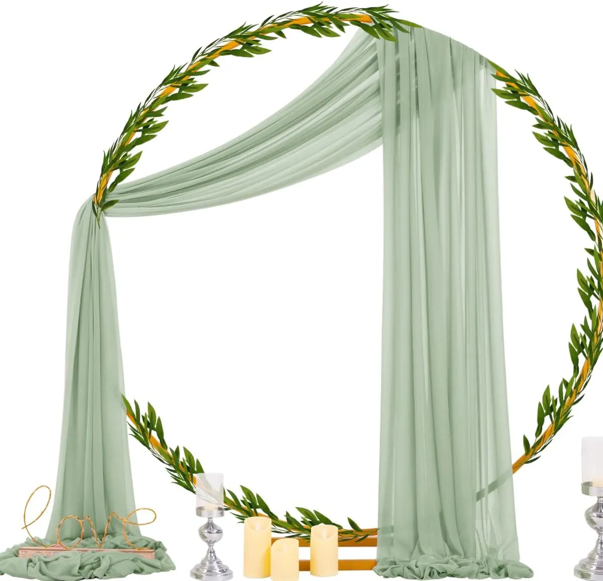 Socomi Wedding Arch Draping Fabric 29" x 20Ft 1 Panel Sage Green Sheer Outdoor Curtain Drapes Extra Long for Wedding Ceremony Birthday Party Decoration