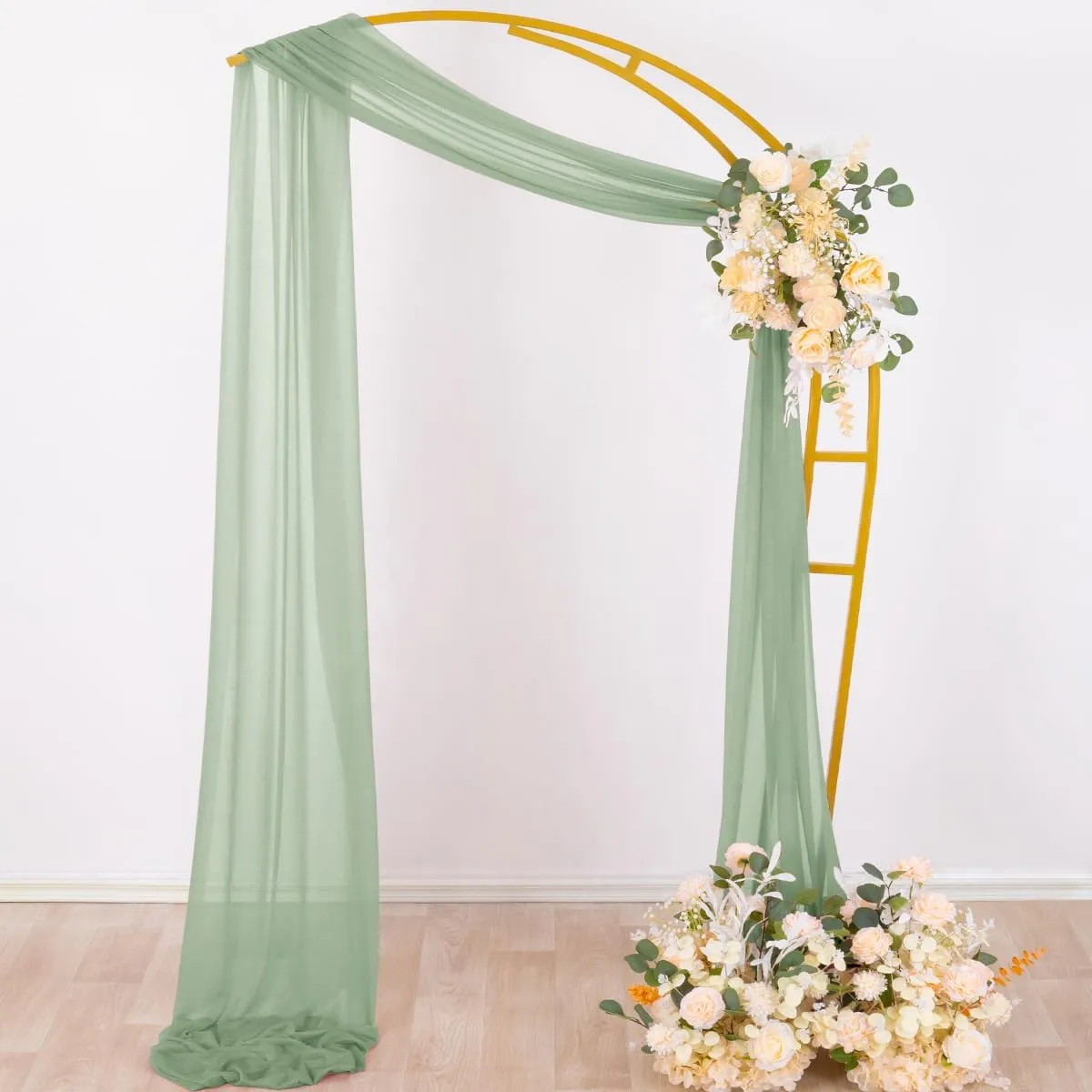 Socomi Wedding Arch Draping Fabric 29" x 20Ft 1 Panel Sage Green Sheer Outdoor Curtain Drapes Extra Long for Wedding Ceremony Birthday Party Decoration