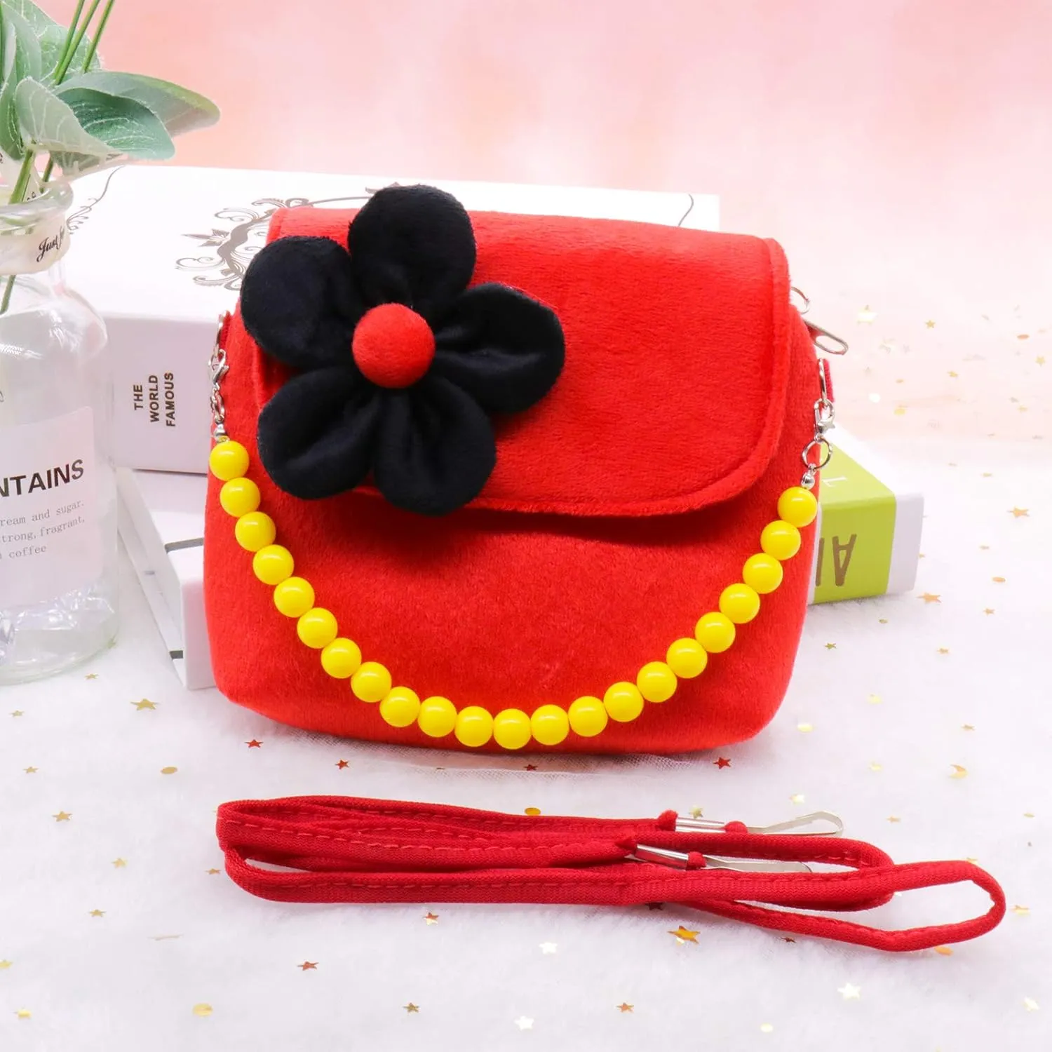 SOTOGO 13 Pieces Little Girls Purse Jewelry Set Toddler Flower Purse Cute Princess Handbags Shoulder Messenger Bag for Kids Crossbody Bag Dress Up Girls Jewelry Pretend Play