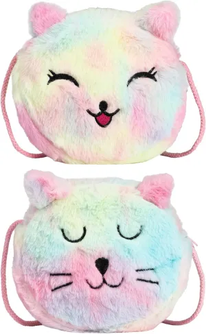 SOTOGO 2 Pieces Little Girl Purses Toddler Crossbody Purses Plush Cat Purse Cute Princess Handbags Shoulder Messenger Bag for Kids