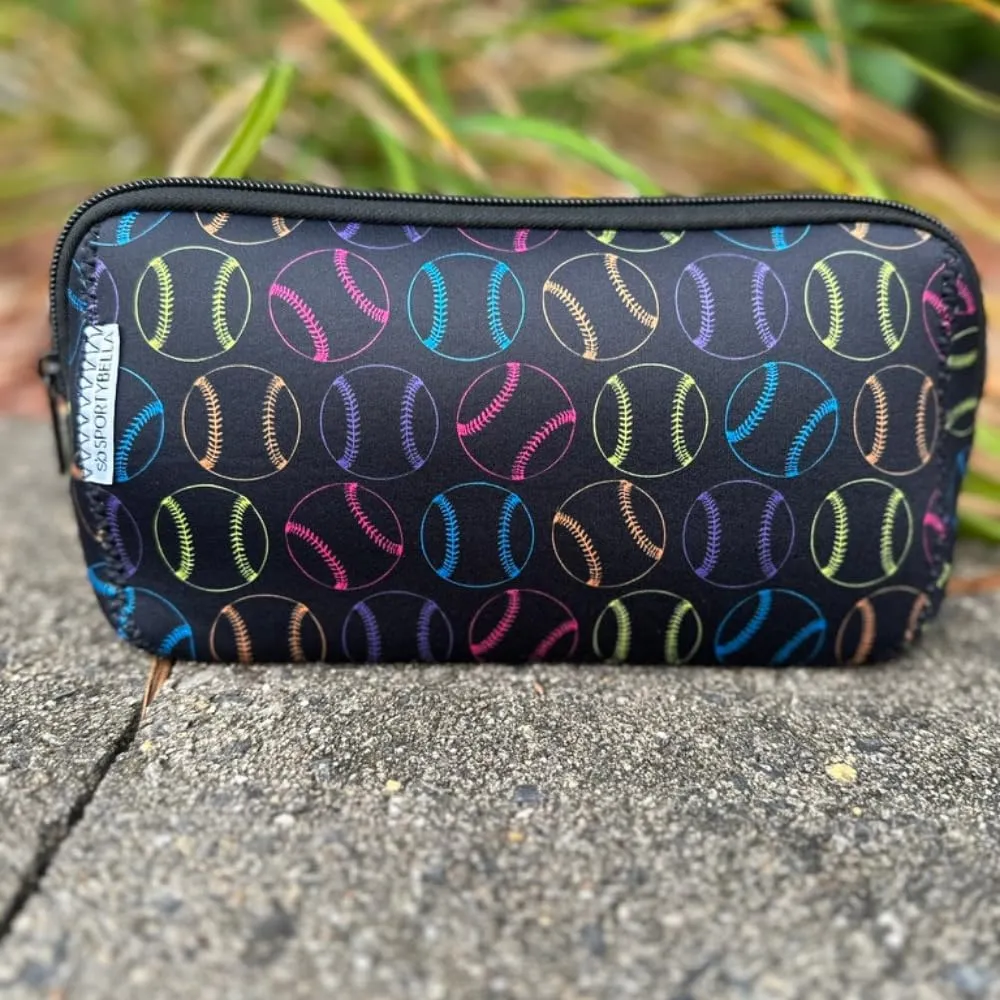 Sportybella Softball Gifts for Players, Waterproof Makeup and Sports Toiletry Bag with Softball Theme, Travel Organizer for Women, Teens, Girls, and Teams