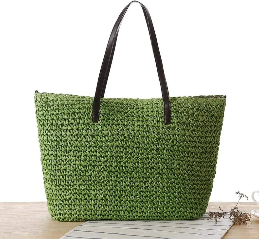 Straw Bag Classic Concise Handbag Shoulder Bag Exquisite Handwoven Retro Tote Bags for Beach Travel and Daily Use