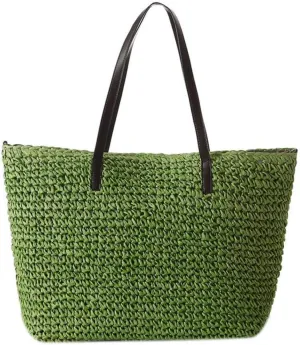 Straw Bag Classic Concise Handbag Shoulder Bag Exquisite Handwoven Retro Tote Bags for Beach Travel and Daily Use