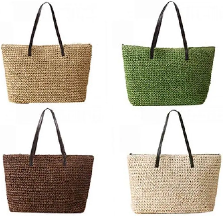 Straw Bag Classic Concise Handbag Shoulder Bag Exquisite Handwoven Retro Tote Bags for Beach Travel and Daily Use