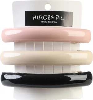 Stylish Tortoise Shell Hair Clip - Autoclasp Barrettes For Styling in an Updo, Bun, Ponytail - Strong Korea Made Accessory for Thick, Medium Volume Hair - Set of 3 Pieces, 3 Colors