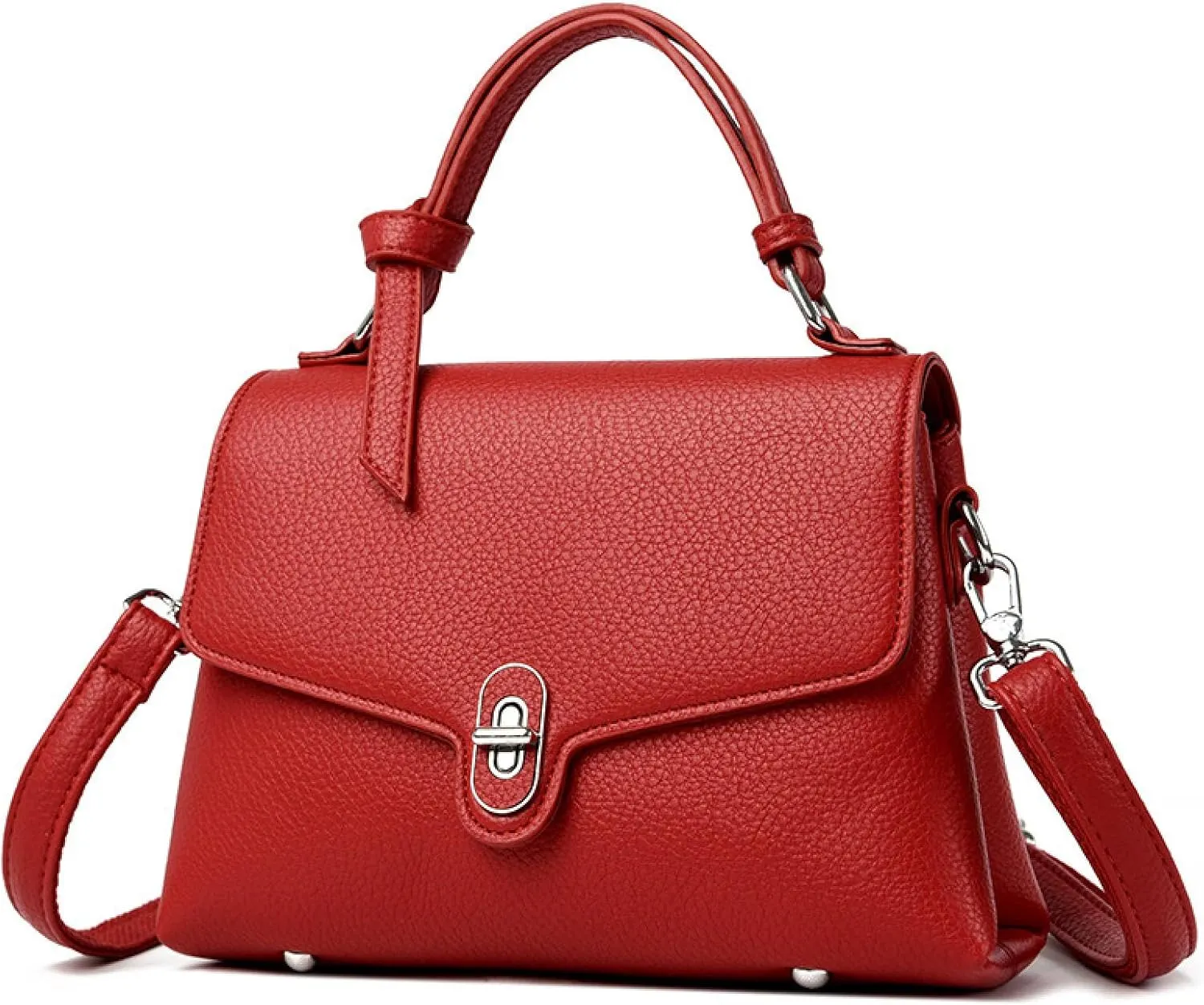 Stylish Women's Leather Top Handle Bag & Crossbody Shoulder Tote with Adjustable Strap - Versatile Everyday Fashion Accessory