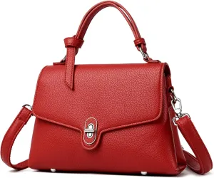Stylish Women's Leather Top Handle Bag & Crossbody Shoulder Tote with Adjustable Strap - Versatile Everyday Fashion Accessory