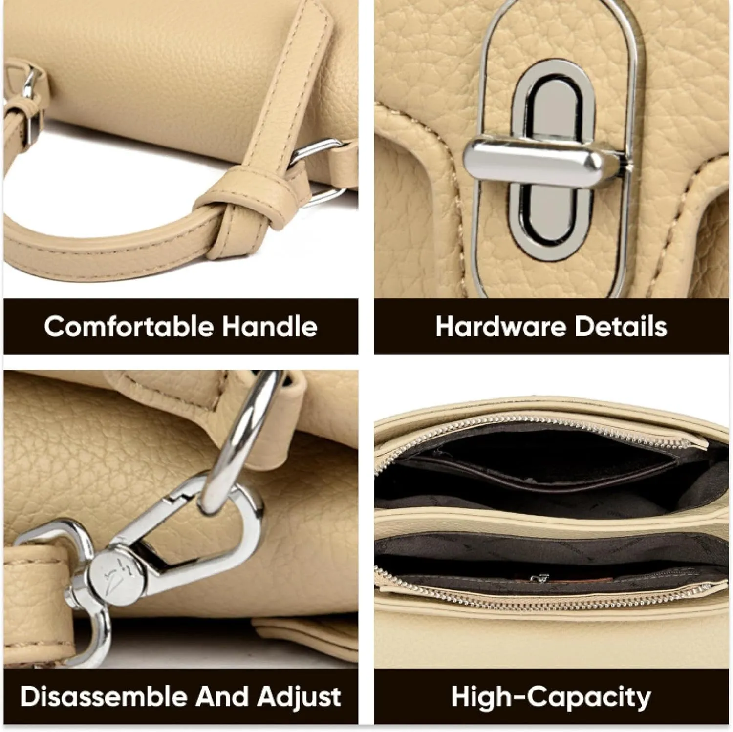 Stylish Women's Leather Top Handle Bag & Crossbody Shoulder Tote with Adjustable Strap - Versatile Everyday Fashion Accessory