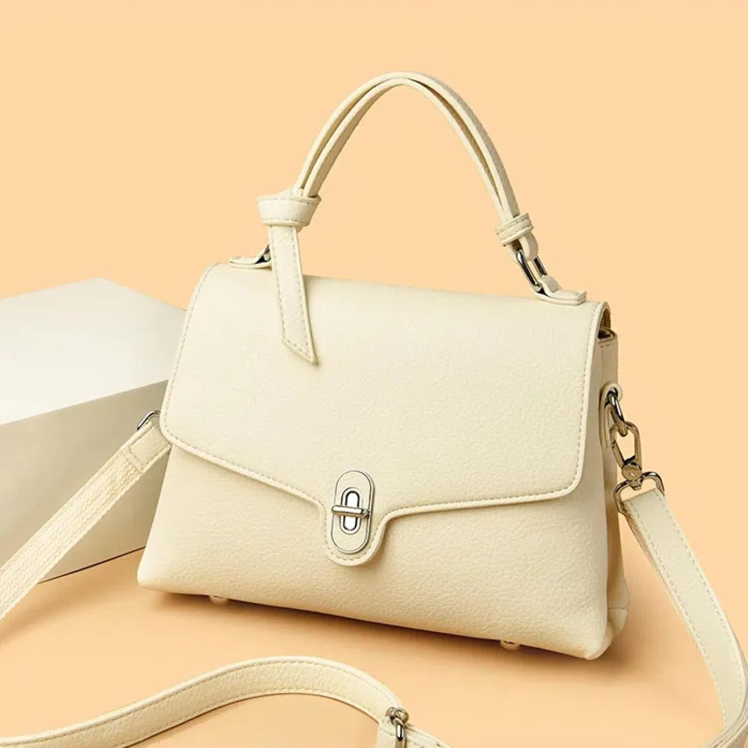 Stylish Women's Leather Top Handle Bag & Crossbody Shoulder Tote with Adjustable Strap - Versatile Everyday Fashion Accessory