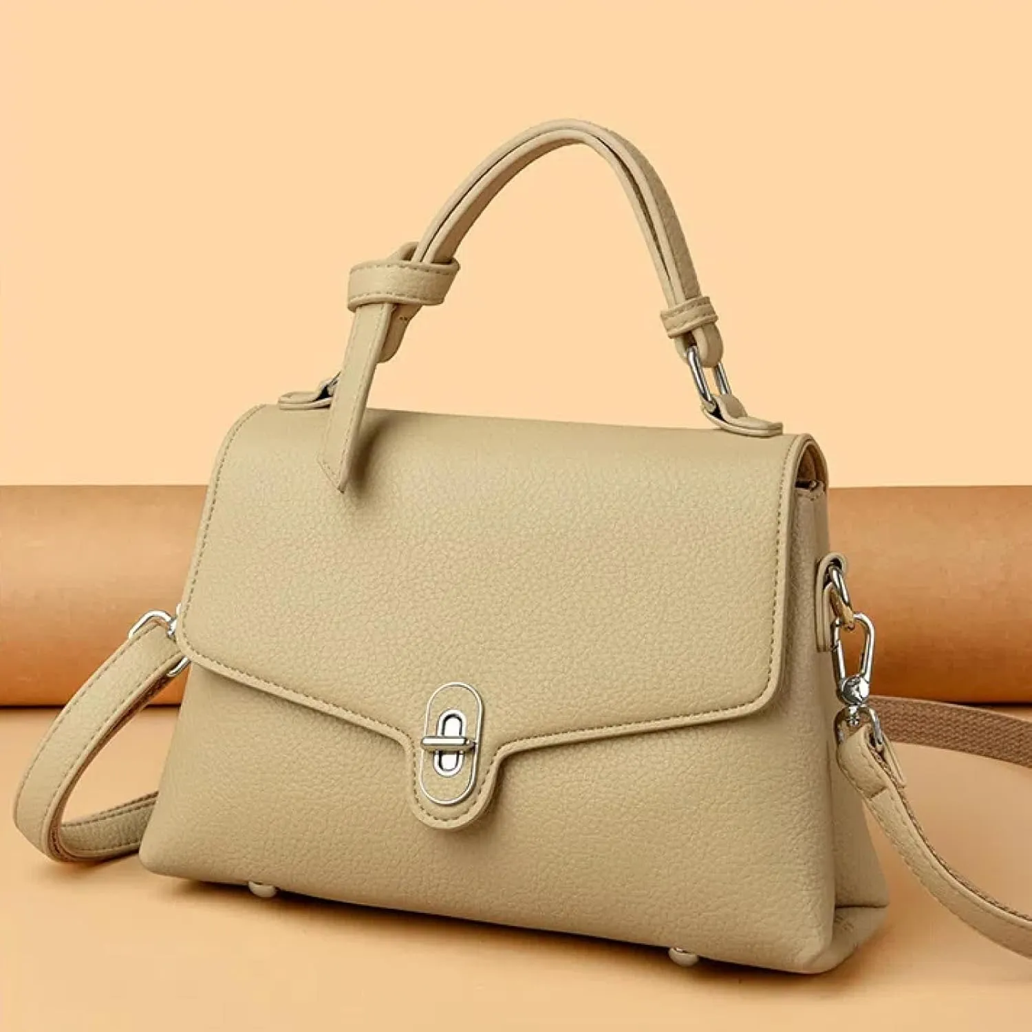 Stylish Women's Leather Top Handle Bag & Crossbody Shoulder Tote with Adjustable Strap - Versatile Everyday Fashion Accessory