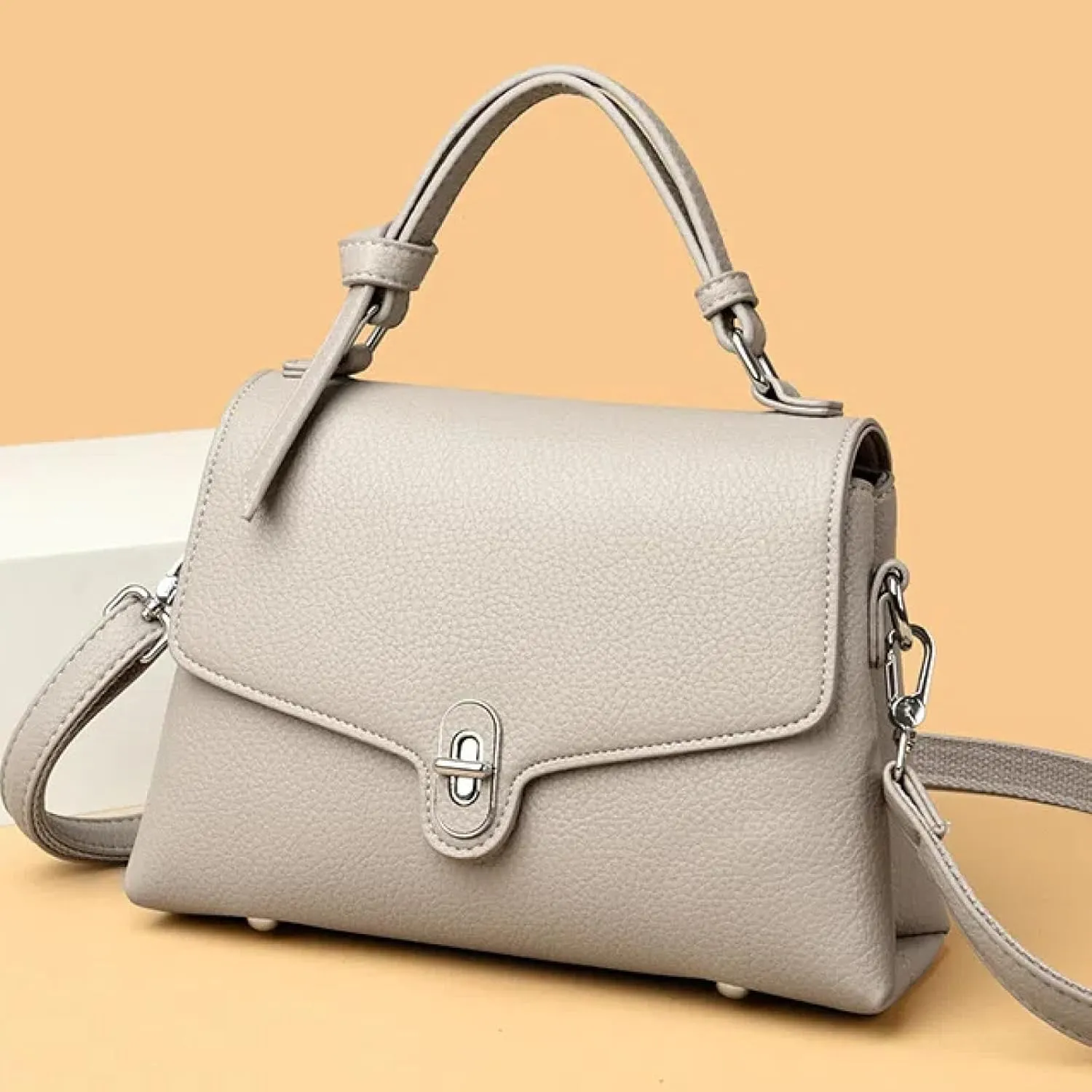 Stylish Women's Leather Top Handle Bag & Crossbody Shoulder Tote with Adjustable Strap - Versatile Everyday Fashion Accessory