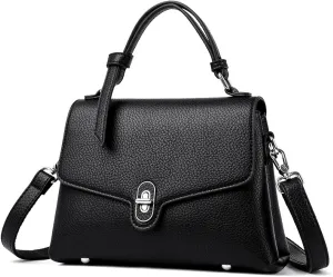 Stylish Women's Leather Top Handle Bag & Crossbody Shoulder Tote with Adjustable Strap - Versatile Everyday Fashion Accessory