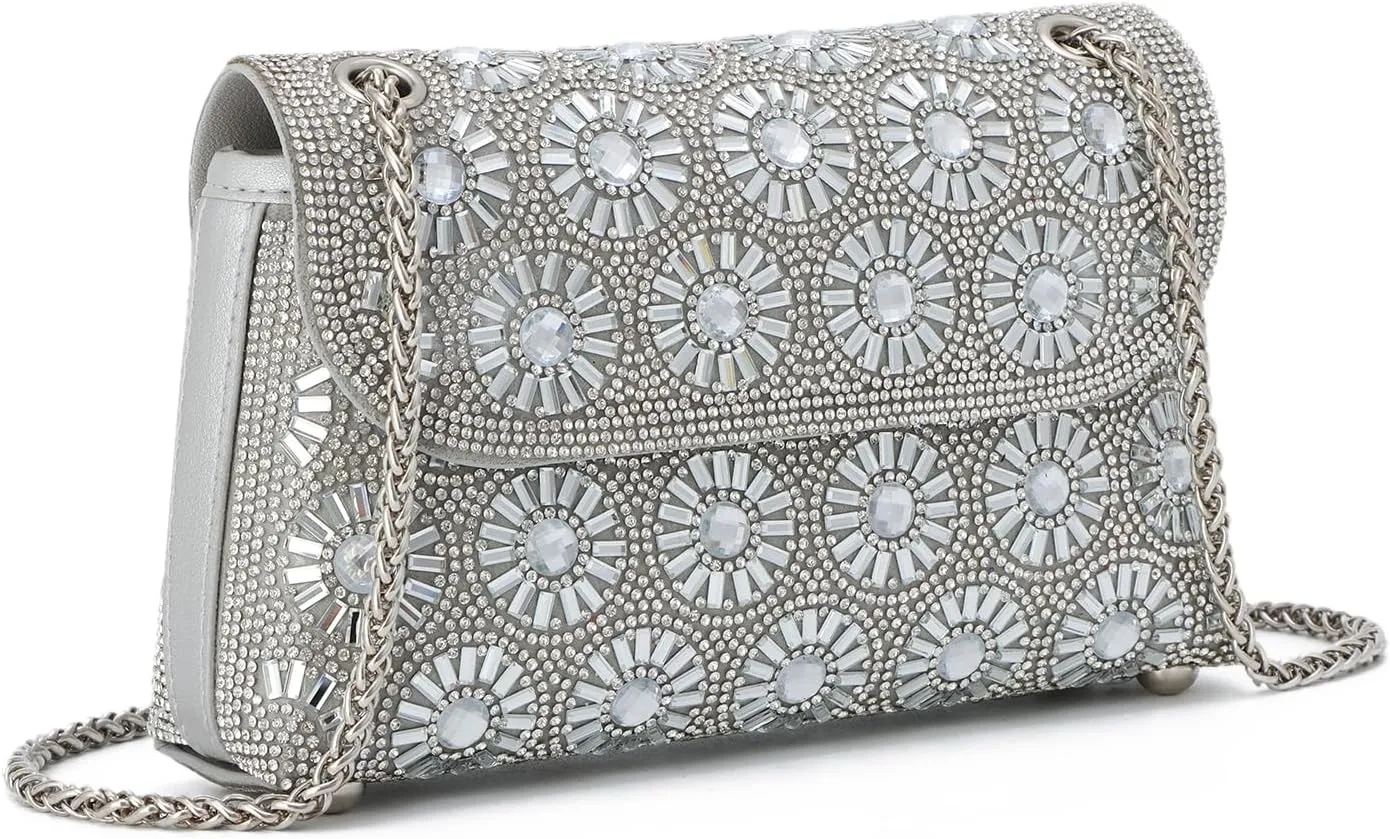 SUKUTU Women Glitter Rhinestone Evening Bag Sparkly Bridal Wedding Party Clutch Purse Clasp Handbag