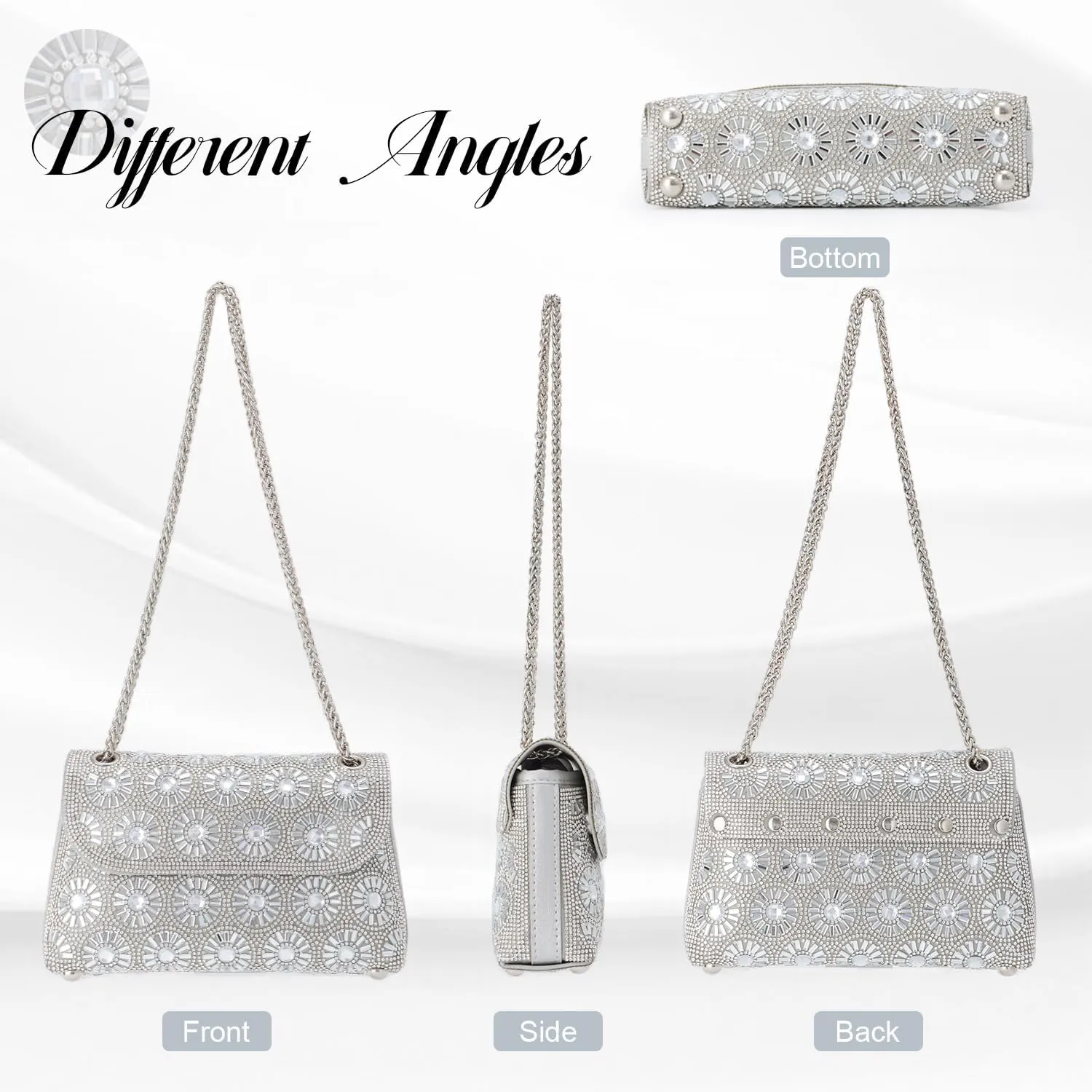 SUKUTU Women Glitter Rhinestone Evening Bag Sparkly Bridal Wedding Party Clutch Purse Clasp Handbag
